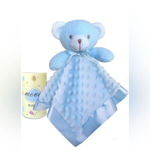 NEW Baby Newborn Security Blanket Lovey Silky Soft Minky Blue Bear 16 Inch